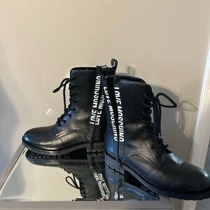 Love Moschino Black Lace-Up Boots